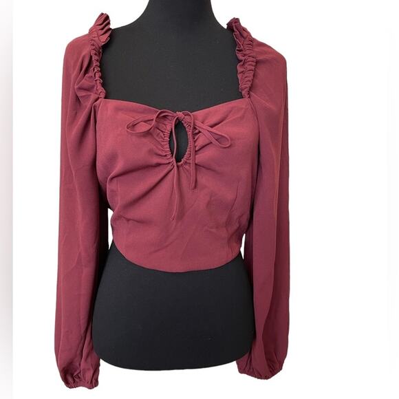 Open Edit Tops - New ~ OPEN EDIT ~  (Nordstrom) Ruched Keyhole Crop Top ~ Small